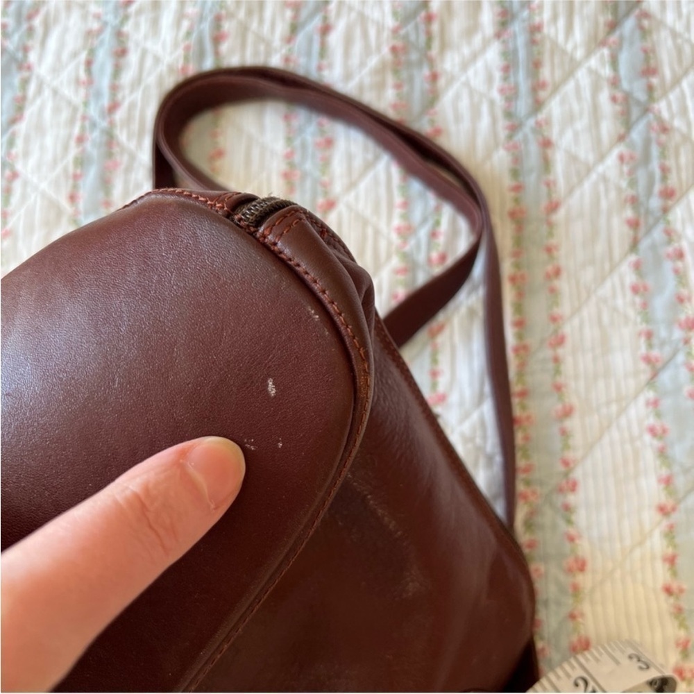 Vintage JOOP Brown Leather Shoulder Bag Full Zip Silver Hardware - Picture 13 of 15